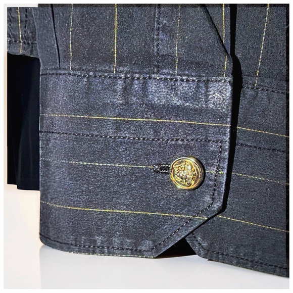 Versace Men’s Black Gold Pinstripe Dress Shirt | Medusa Buttons | Luxury | XL - Picture 12 of 14